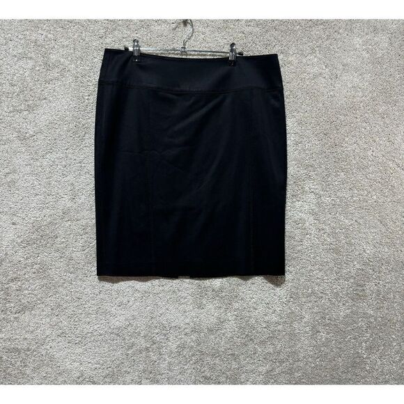 Armani Collezioni Pencil Straight Skirt Women's 12 Black Coated Knee Length - Picture 1 of 8